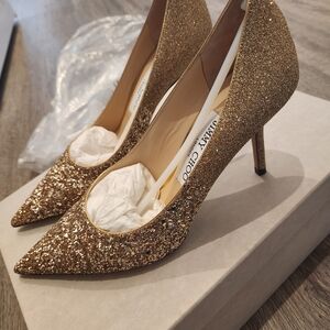 Jimmy Choo Gold Glitter Women's Heels